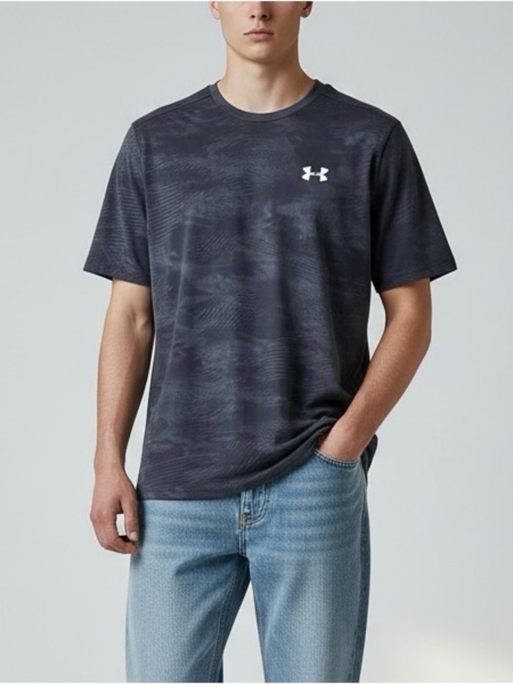 Under Armour HeatGear Camo Performance T-Shirt Gray Size Medium